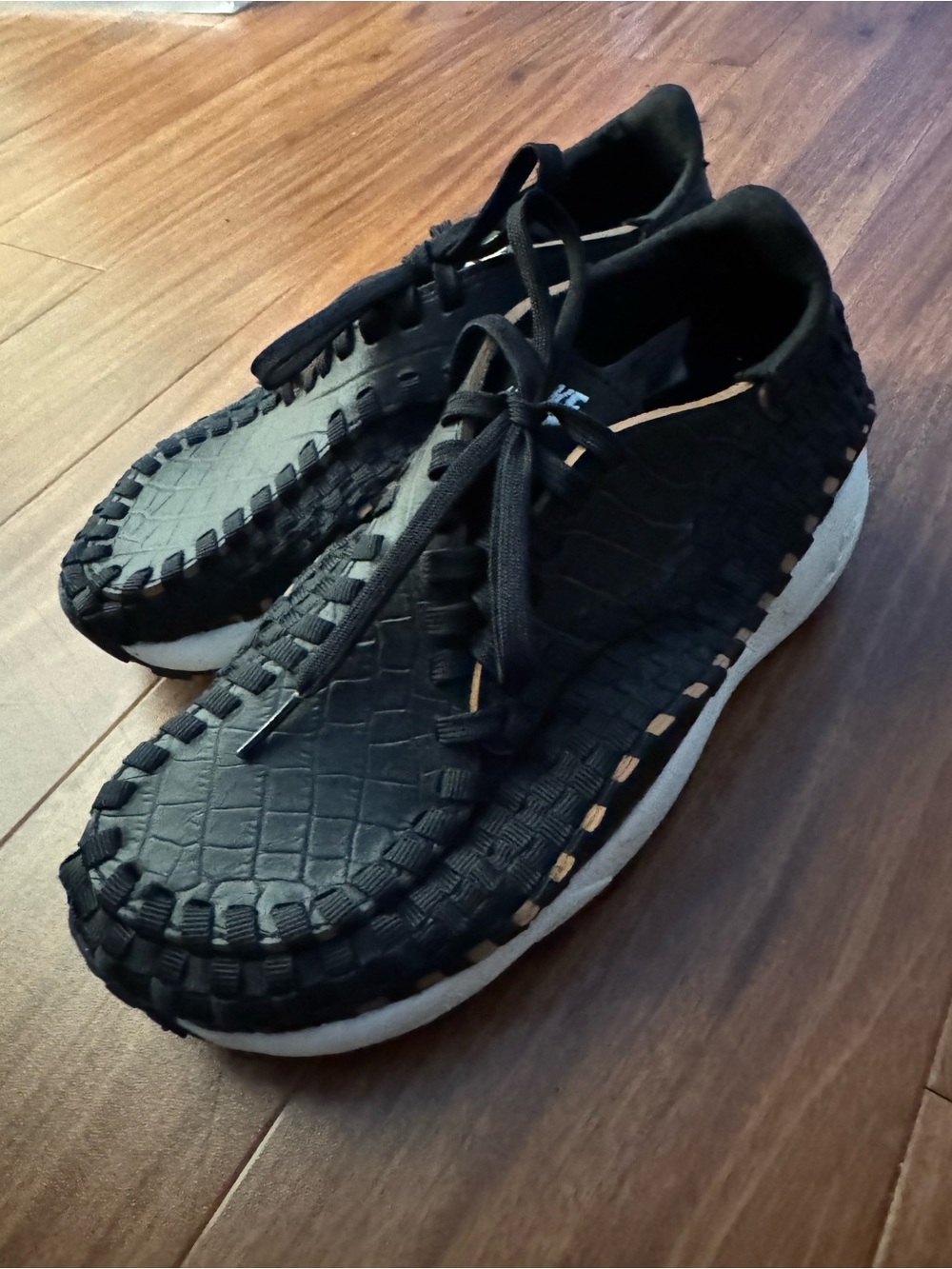 Nike Black Woven Lace-Up Sneakers with White Sole